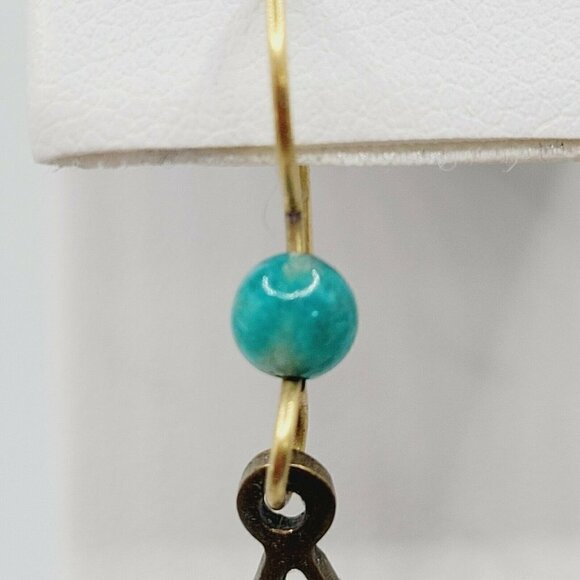 Artisan Made Dragonfly Earrings Drop Dangle Mixed Metals Native Style BOHO 2" - Picture 4 of 8